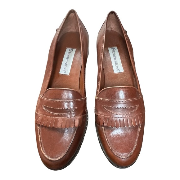 Etienne Aigner Shoes - Vintage Etienne Aigner Leather Fringe Penny Loafer Brown Women Size 8.5